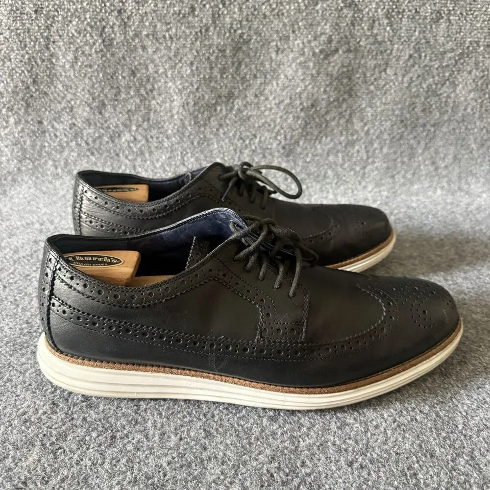 Cole Haan Black Leather Wingtip Oxfords Mens 12M Casual Brogue Dress Shoes